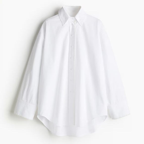 NWT H&M STUDIO COLLECTION STITCHING DETAIL POPLIN SHIRT - Picture 6 of 7